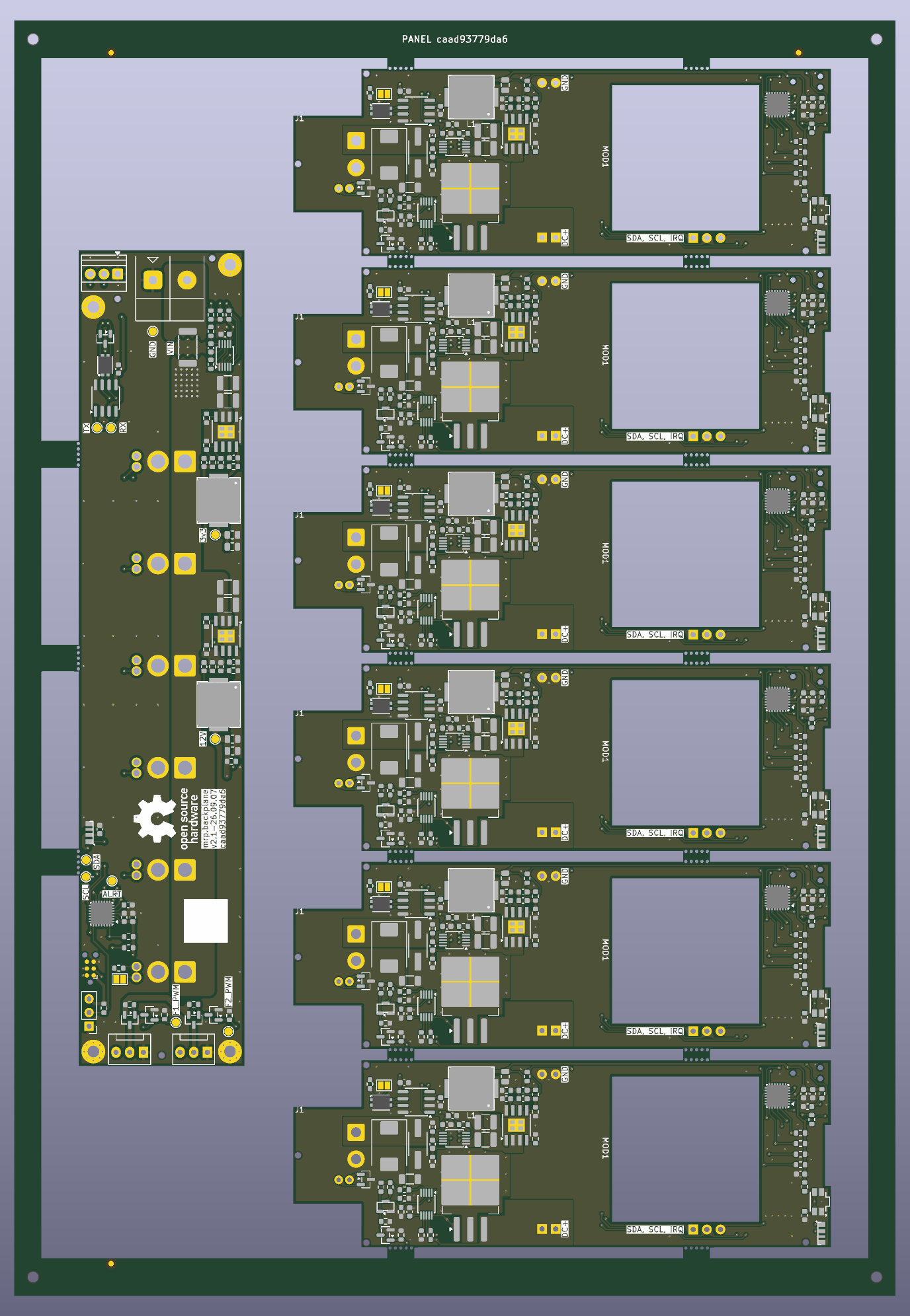 Six-carrier, one-backplane fabrication panel
